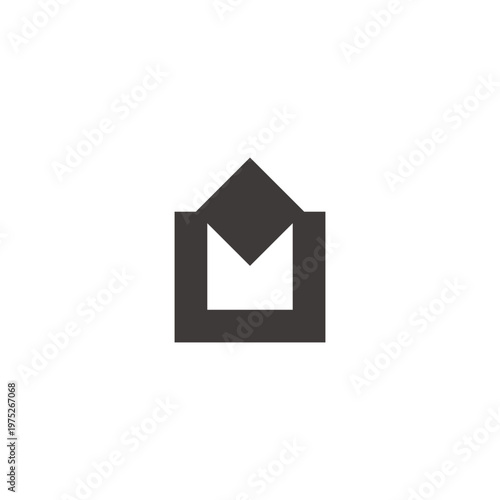letter m u simple diamond simple square geometric logo vector