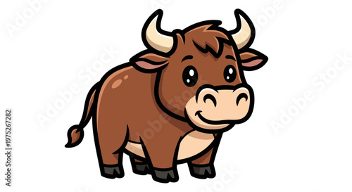 A cartoon illustration of a brown bull.