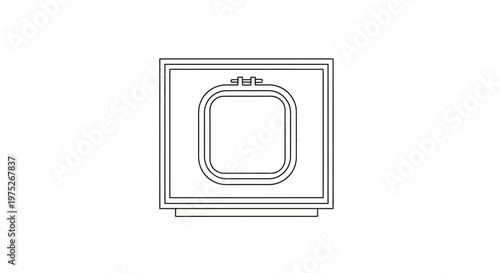 Embroidery Hoop Frame with Square Outline, Crafting Tool Icon