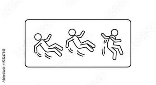 Falling Person Icon Sequence: Slip, Fall, and Recovery Motion Graphic