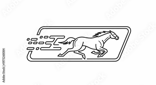 Dynamic Horse Silhouette in Motion, Speed and Power Emblem