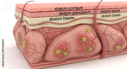 Skin Layer Anatomy with Basal Stratum and Granulosum