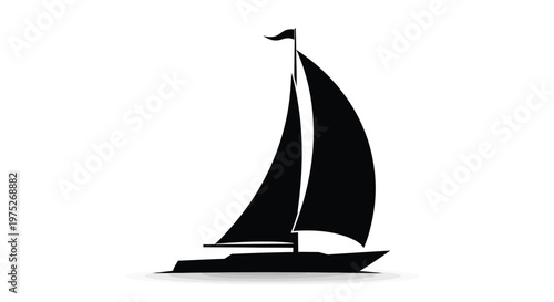 Clean minimalist vector illustration of a sailboat with its sails unfurled