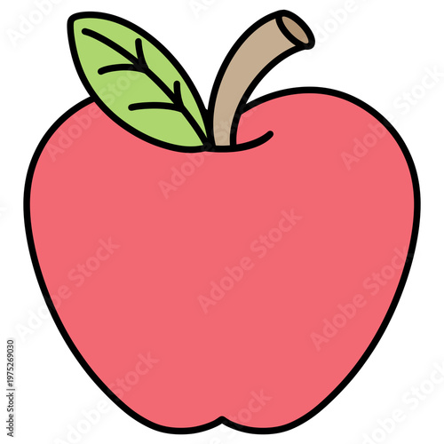 Wallpaper Mural cartoon illustration of a red apple with leaves  Torontodigital.ca