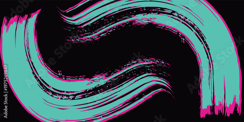 Car sticker wrap banner abstract sporty lines pink blue greenish grunge color combination brush storm thunder pattern racing motorsport, vector illustration, Eps 10.