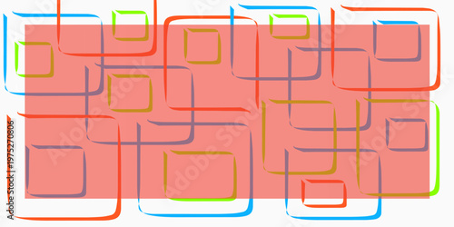 Abstract hand-drawn rectangular box image. Colorful square box background with overlapping corners.