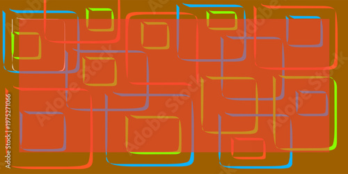 Abstract hand-drawn rectangular box image. Colorful square box background with overlapping corners.