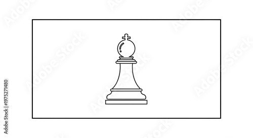 Chess Bishop Piece Outline Icon, Strategy Game Symbol, Isolated on White Background