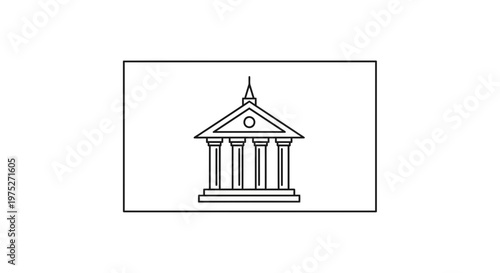 Classic Building Facade with Columns and Pediment, Architectural Icon