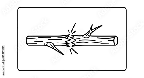 Broken Branch Icon, Symbol of Fragility, Weakness, and Damage