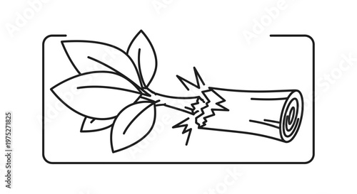 Broken Branch with Leaves Icon