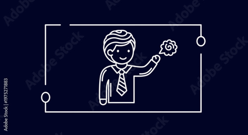 Businessman holding a lightbulb idea icon, representing innovation and creativity