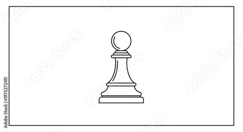 Black and white outline of a chess pawn, symbolizing strategy and game.