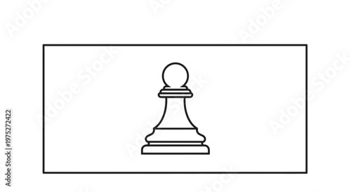Black and White Pawn Chess Piece Icon on White Background