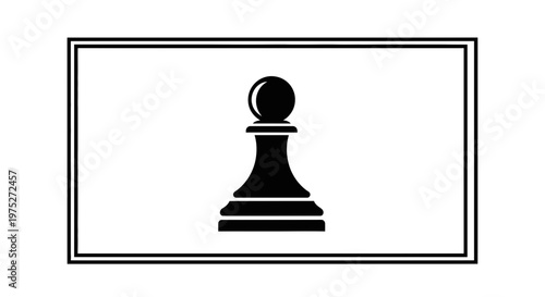 Black Pawn Chess Piece Icon on White Background, Minimalist Design