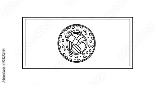 Black and White Sushi Roll Icon: Simple Line Art Food Illustration
