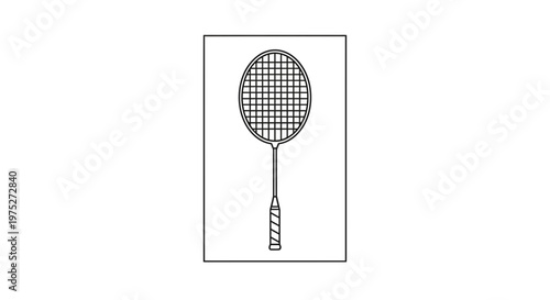 Badminton Racket Line Art Icon - Sports Equipment Vector Graphic