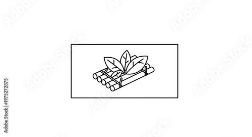 Bamboo raft with green leaves icon, nature symbol, eco-friendly travel, sustainable transport