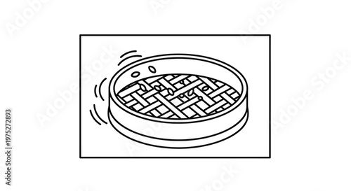 Bamboo Steamer Basket with Food Items Vibrating