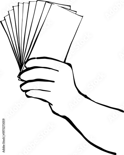 Hands exchanging money bills and money bag vector illustration.