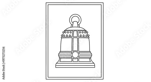 Antique Bell Illustration: Vintage Design, Ornate Details, Traditional Symbol