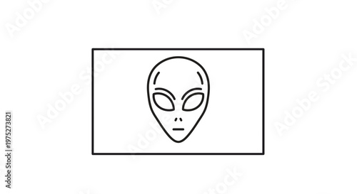 Alien Head Icon on Rectangle Background
