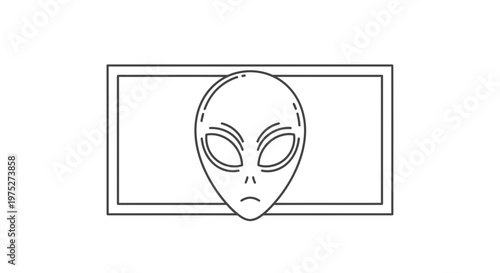 Alien Head Icon on Screen, Extraterrestrial Symbol, Sci-Fi Concept