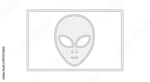 Alien Head Icon Outline, Extraterrestrial Symbol, Sci-Fi Concept, Minimalist Design