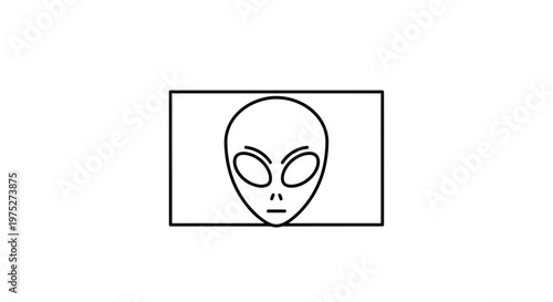 Alien Head Icon, Extraterrestrial Face, UFO Symbol, Space Invader, Sci-Fi Concept