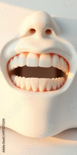 Refined dentition, a canvas of pristine whites, illuminated with subtle gradations of light,  front view,  immaculate