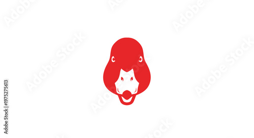 Minimalist Red Duck Face Logo Icon on White Background