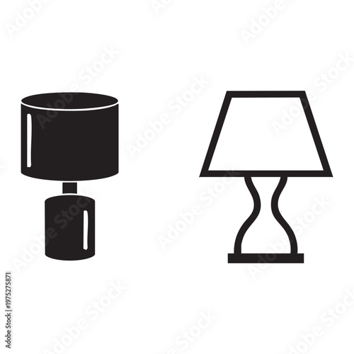 Side-by-side comparison of two unique black lamp designs