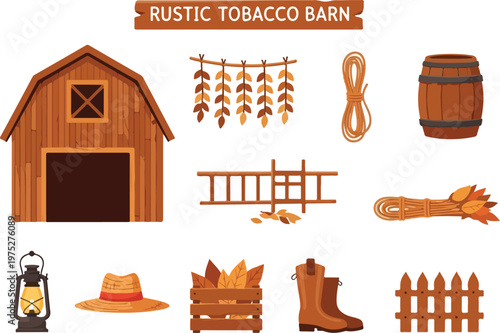 Rustic Barn and Farming Elements A Collection of Agricultural Illustrations