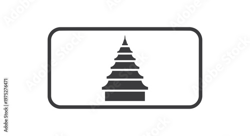 Abstract Pagoda Icon - Minimalist Asian Temple Symbol