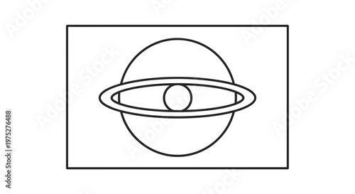 Abstract Ringed Planet and Moon Icon