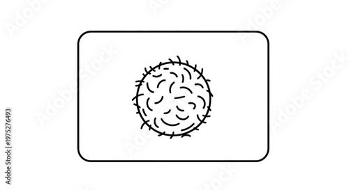 Abstract representation of a virus or bacteria cell with spiky outer layer on a white background