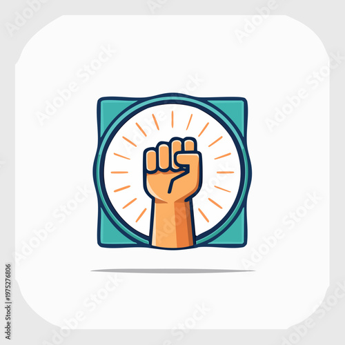 Empowering Fist Symbol within a Circular and Square Frame.