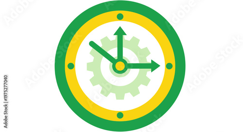 Clock with Gear Icon Symbolizing Time Management and Efficiency