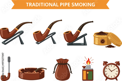 Collection of Traditional Pipe Smoking Accessories and Tools for Hobbyists