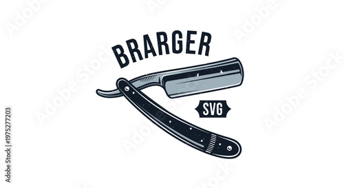Vintage Straight Razor Barber Tool SVG Logo Design
