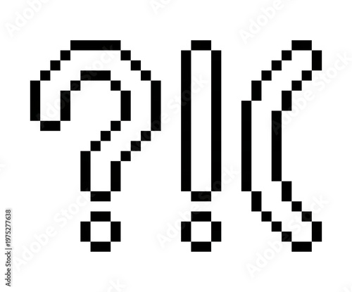 Fotografie A set of typographic symbols in linear pixel art