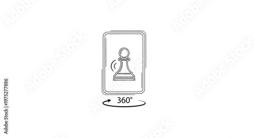 360 Degree Rotation Icon of a Chess Pawn, 3D Rendering