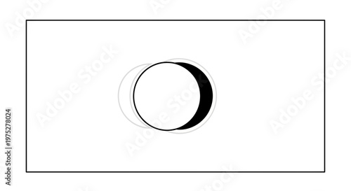 Abstract Crescent Moon Shape Overlapping Circles on White Background
