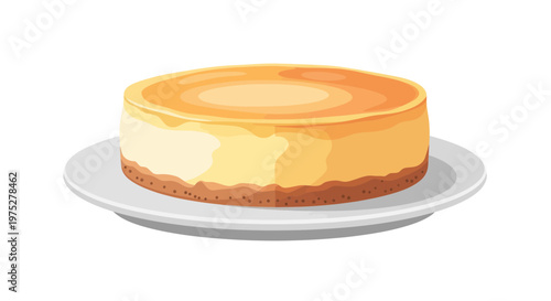 Delicious Cheesecake with Caramel Glaze on White Plate
