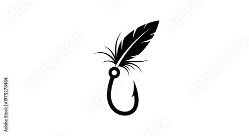 Fishing Hook with Feather Symbol