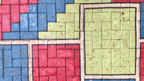 Colorful floor tiles in the children's playground