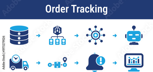 Order Tracking Delivery Workflow Icons