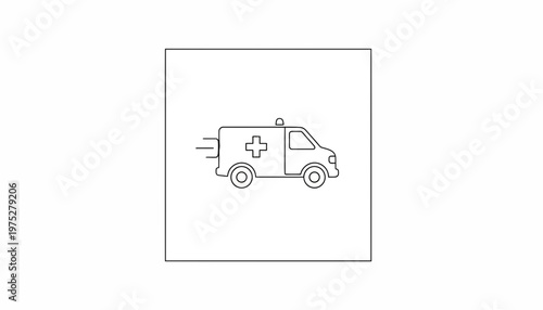 Ambulance icon moving fast, emergency medical transport, healthcare symbol