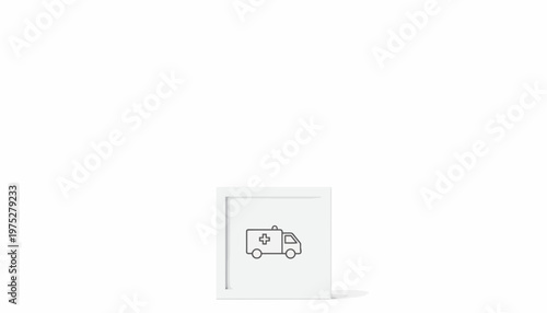 Ambulance Icon Line Art, Emergency Medical Vehicle Symbol, Healthcare Service Graphic