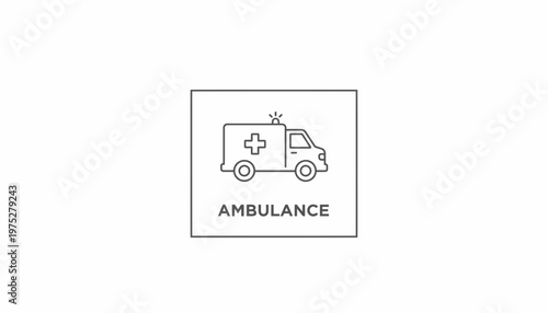 Ambulance icon with cross symbol, emergency medical transport vehicle, vector illustration
